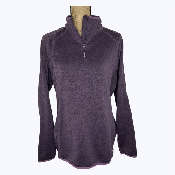 Eddie Bauer Tops - Eddie Bauer Fleece Pullover Heathered Purple Quarter Zip‎ Jacket Gorpcore Sz 2XL
